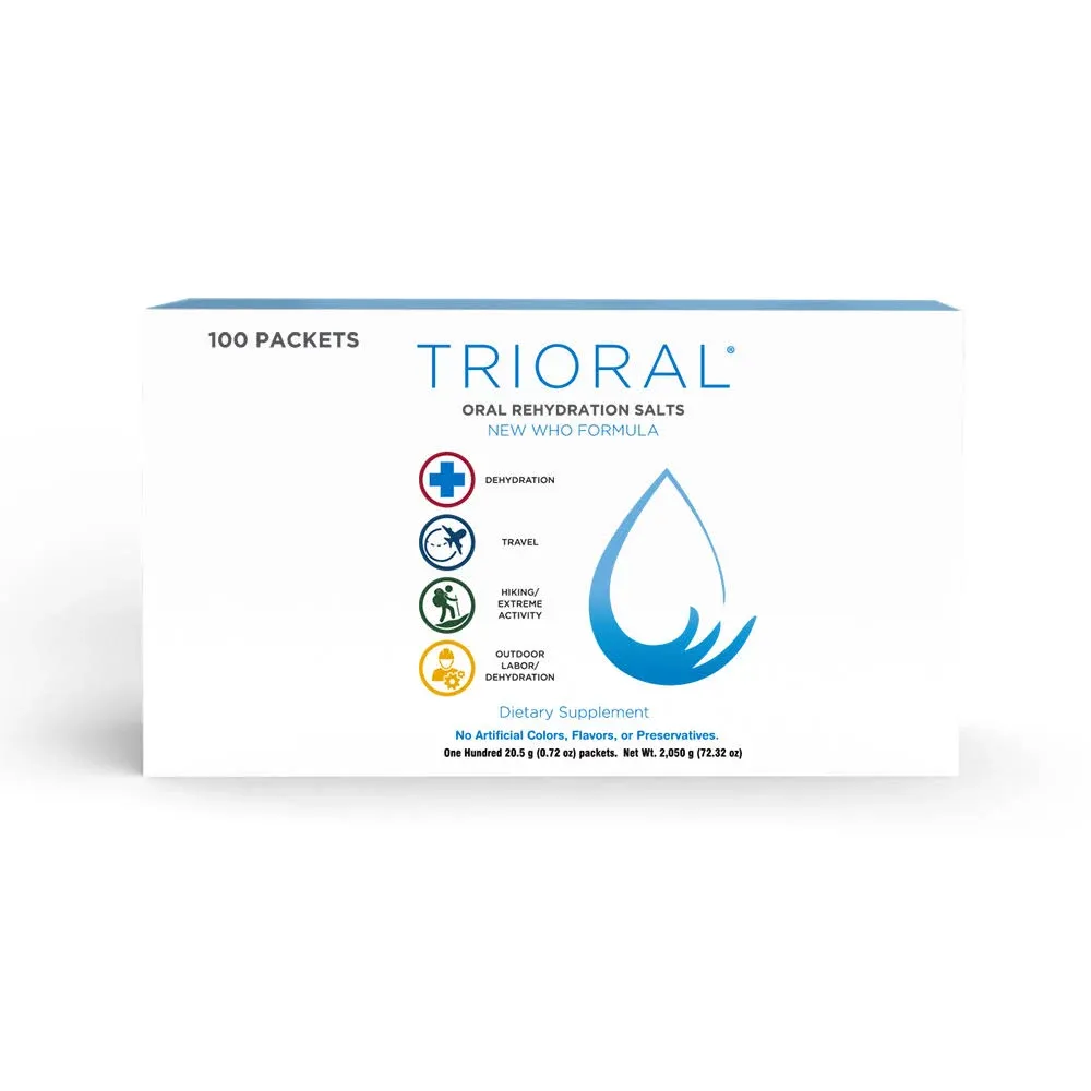 Trioral Rehydration Electrolyte Powder - Who Hydration Supplement Salts Formula - Combat Dehydration from Workouts, Fluid Loss and Much More - 100