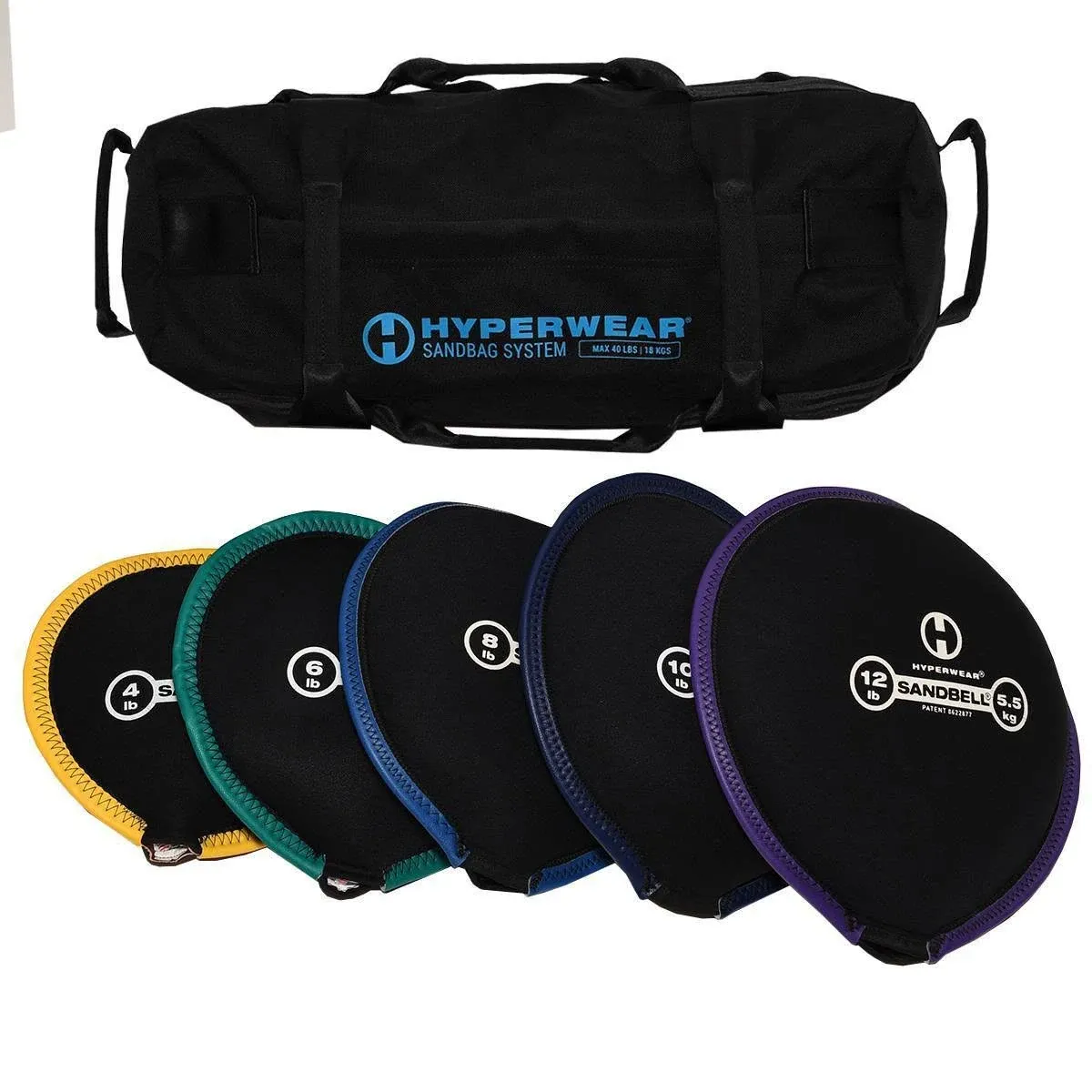 Hyperwear Workout Sandbags - Pre-filled SandBells Included » 40lb (Bag + 5 SandBells)