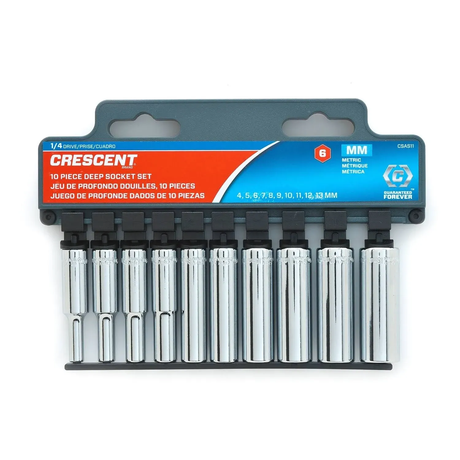 Crescent 10 Pc. 1/4" Drive 6 Point Deep Metric Socket Set - CSAS11N