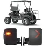 KEMIMOTO Golf Cart Side Mirrors with LED Turn Signal Lights, Universal Rear View Mirrors Compatible with Club Car, EZGO, ICON, Drive, and Kandi Golf Carts