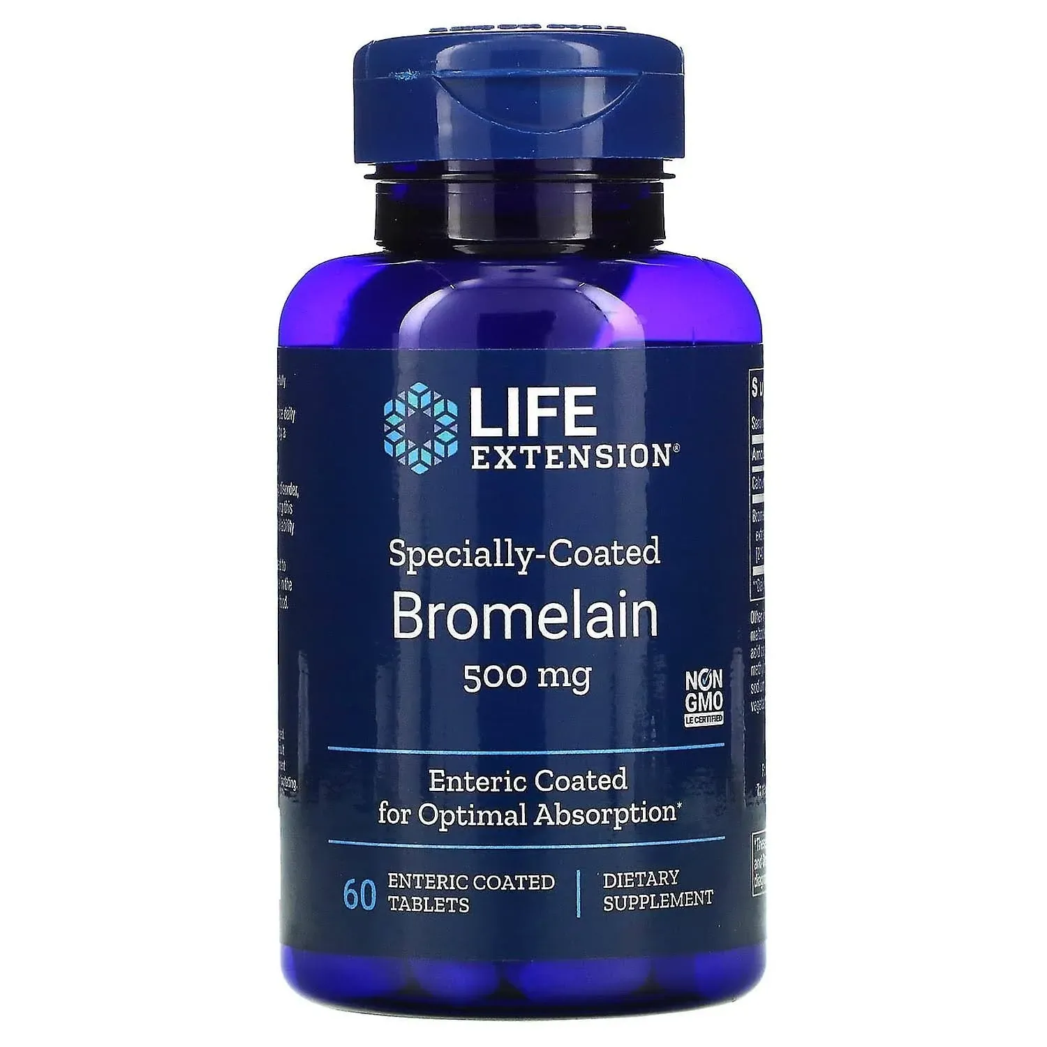 Specially-Coat<wbr/>ed Bromelain 500 Mg 60 Enteric Coated Tablets By Life Extension