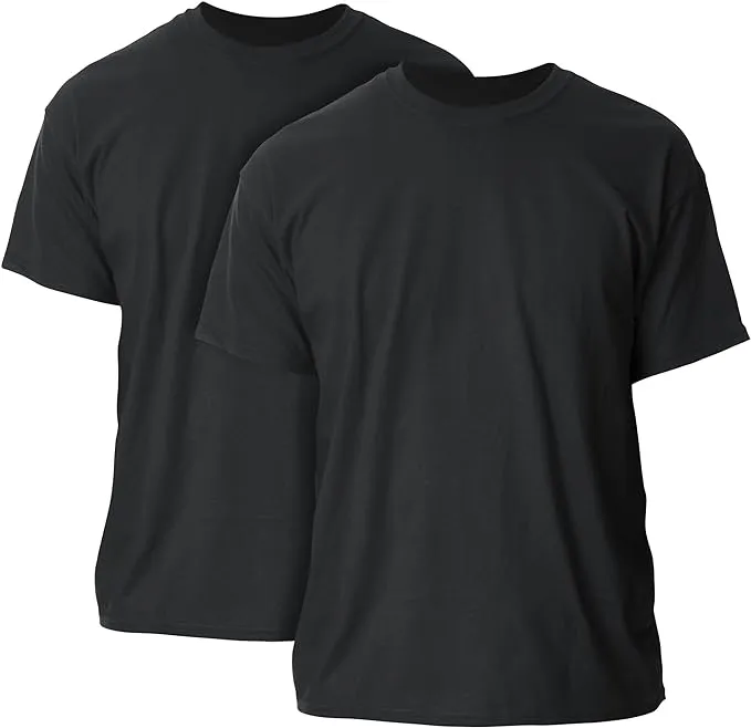 Gildan Men's Ultra Cotton Adult T-Shirt, 2-Pack, Black, Small