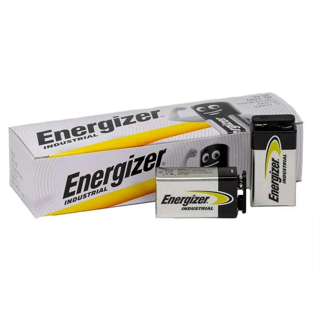 Energizer 9-Volt Alkaline Industrial Batteries, Box of 12