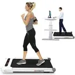 GOYOUTH 2 in 1 Under Desk Electric Treadmill Motorized Exercise Machine with Wireless Speaker Remote Control and LED Display Walking Jogging