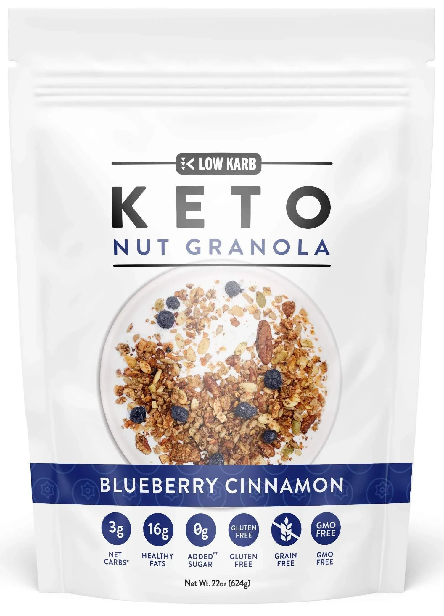 LOW CARB Keto Nut Granola, Blueberry Cinnamon, 22oz (642g)