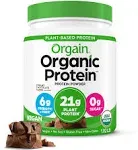 Orgain Organic Vegan Protein Powder, Creamy Chocolate Fudge 21g Plant Protein, 7g Prebiotic Fiber, Low Net Carb, No La