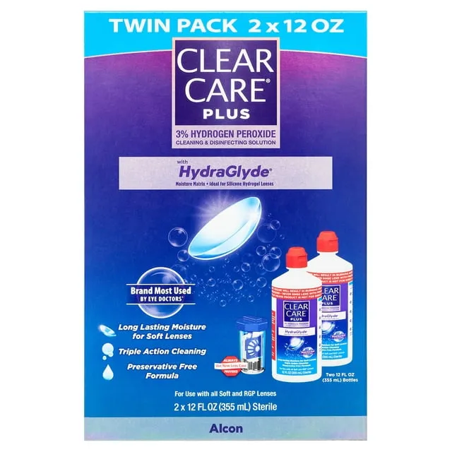 Clear Care Plus HydraGlyde Cleaning and Disinfecting Solution - 2 Pack, 12 fl oz