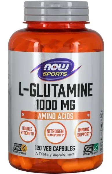 NOW Foods L-Glutamine Double Strength 1000 mg 120 Veg Capsules